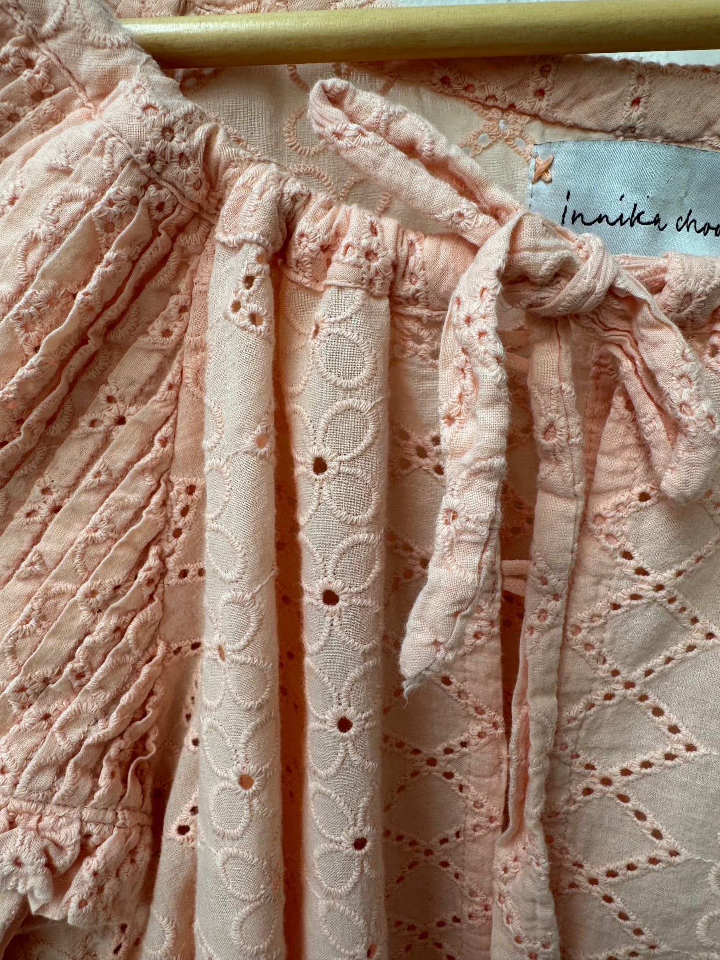 Innika Choo peach broidery dress. 100% cotton One size.