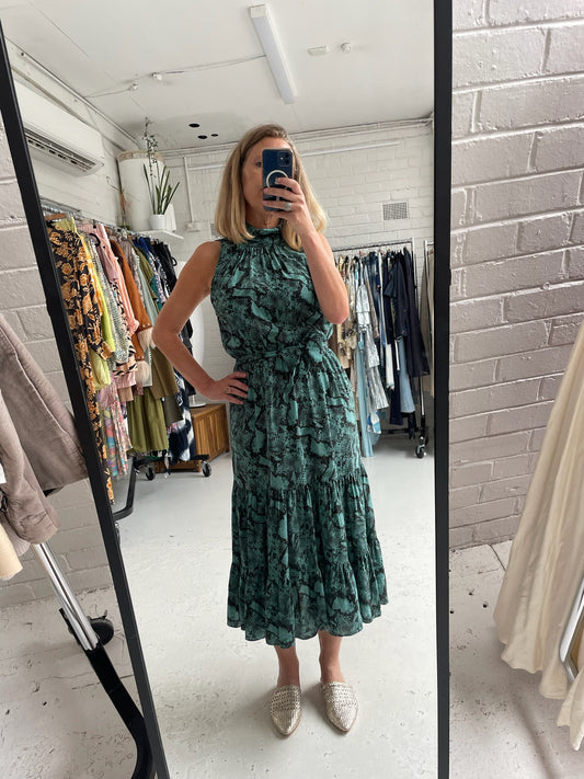 Husk silk python print teal dress size 12