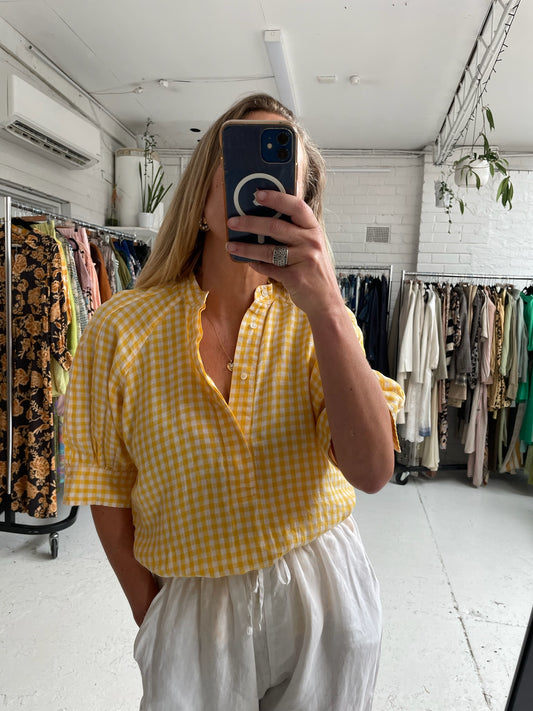 Polo Ralph Lauren linen gingham blouse. Size 0 will fit up to a size 12