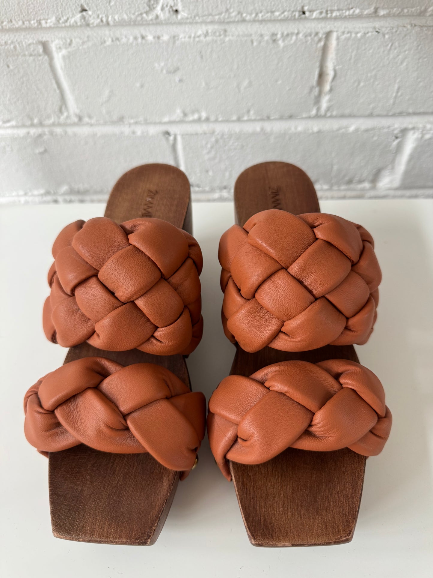 Zimmermann braided leather and wood clog style sandal | size 38
