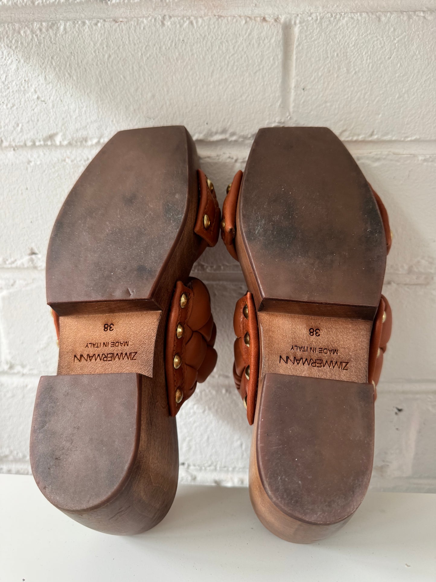 Zimmermann braided leather and wood clog style sandal | size 38
