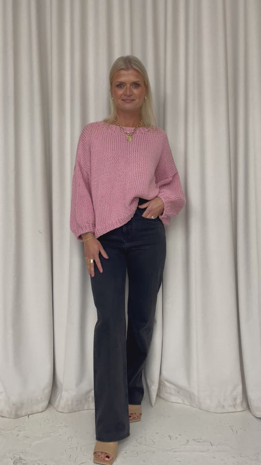 First Born hand knitted cotton pink slouchy jumper size M