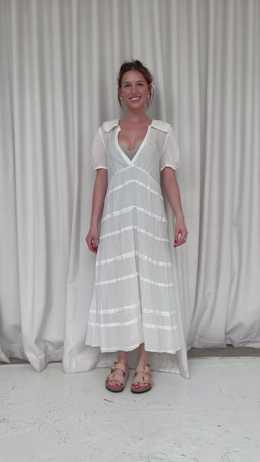 Lee Mathews white tiered cotton voile midi dress 3